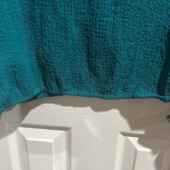 Andrew Marc New York Turquoise Ruffle Neck Top long Sleeve Sz S - Picture 9 of 12